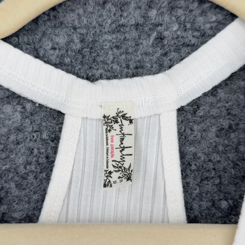 Free People Ribbed Racerback Thong Bodysuit White XS‎